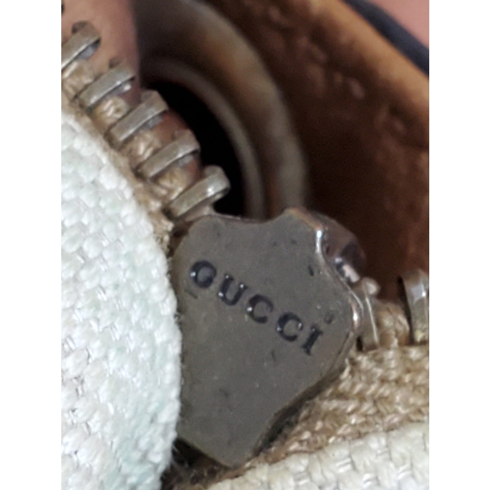 GUCCI Monogram Web Rania Drawstring Shoulder Bag Sand - Picture 11 of 12